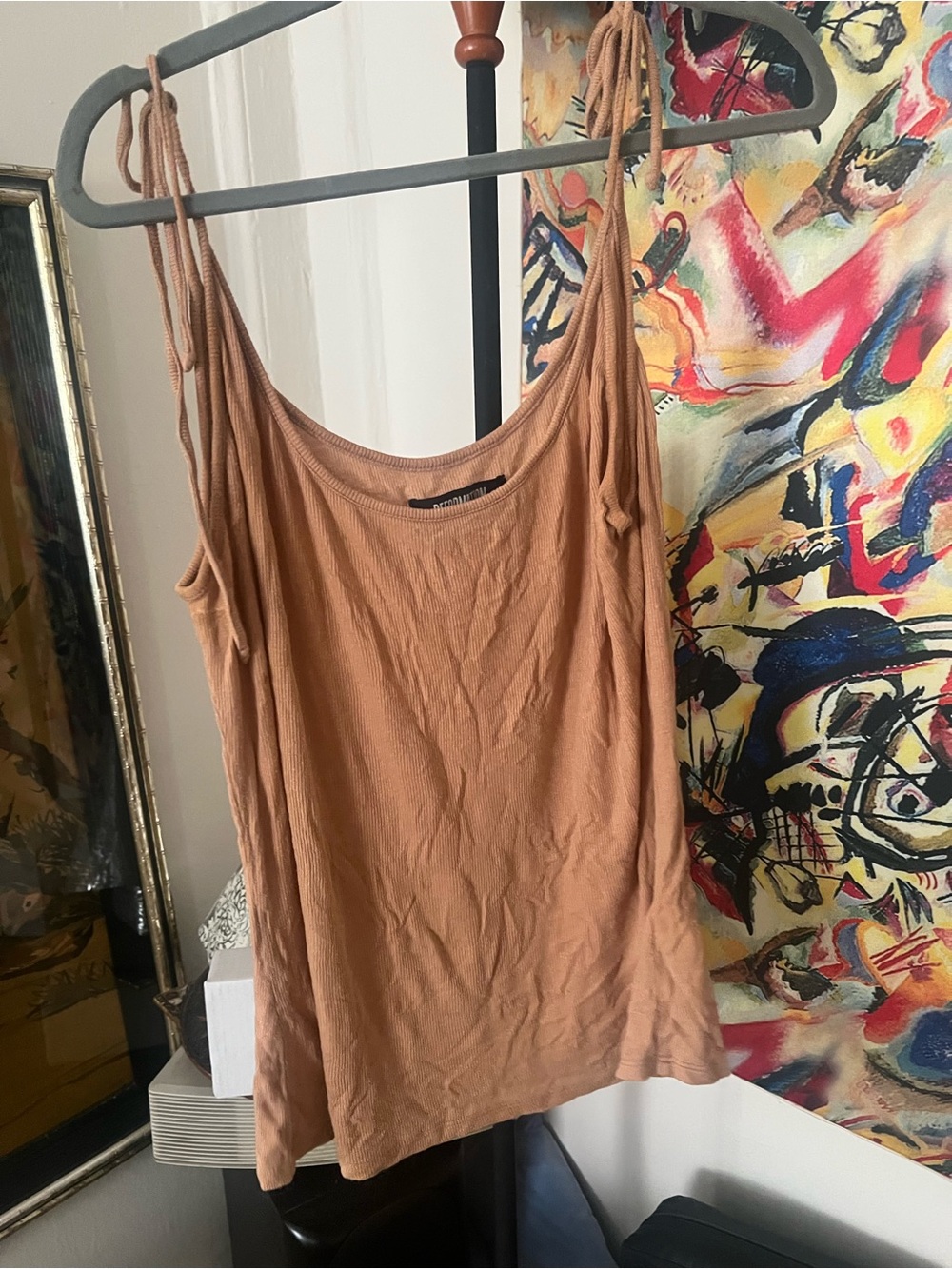 Reformation Camel Tie-Shoulder Tank Top